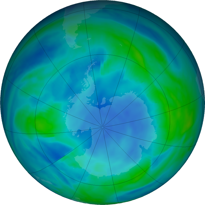 Antarctic ozone map for 02 May 2023